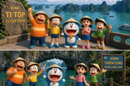 Vịnh Hạ Long là bối cảnh chính trong tập phim Doraemon đặc biệt "Món quà là chuyến du lịch đến Việt Nam"