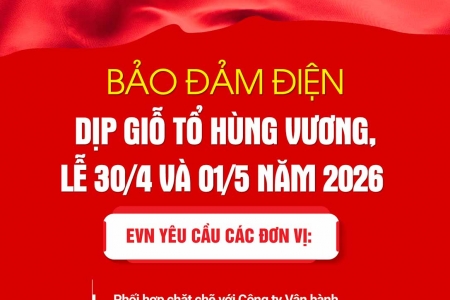 Bảo đảm điện dịp Giỗ Tổ Hùng Vương, 30/4 -1/5/2026