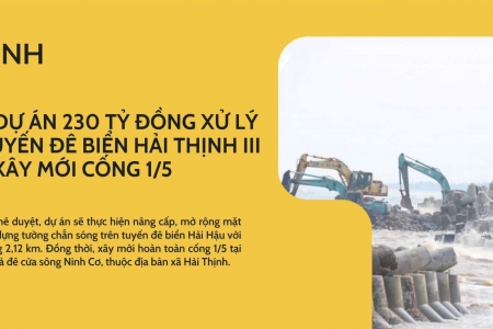 Ninh Bình: Phê duyệt dự án 230 tỷ đồng xử lý cấp bách tuyến đê biển Hải Thịnh III và xây mới cống 1/5