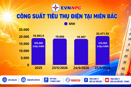 Miền Bắc nắng nóng gay gắt, công suất và sản lượng điện tiêu thụ của EVNNPC lập đỉnh mới