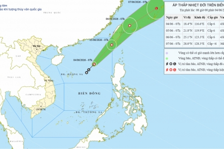 Áp thấp nhiệt đới đầu tiên xuất hiện trên Biển Đông trong năm 2026