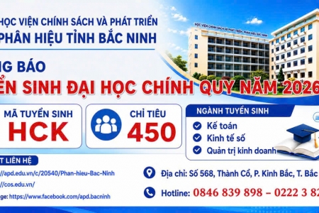 Học viện Chính sách và Phát triển tuyển sinh 450 chỉ tiêu Đại học chính quy tại Phân hiệu Bắc Ninh