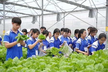100 học sinh trải nghiệm “Một ngày làm nông dân công nghệ cao”