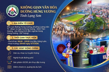 Lạng Sơn thí điểm không gian văn hóa đường Hùng Vương, thúc đẩy phát triển du lịch và kinh tế đêm