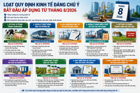 Tháng 8/2026: Hàng loạt chính sách kinh tế mới chính thức có hiệu lực