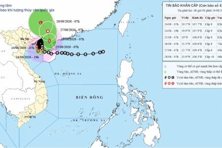 Bão số 4 di chuyển chậm, duy trì cấp 9, miền Bắc còn mưa lớn