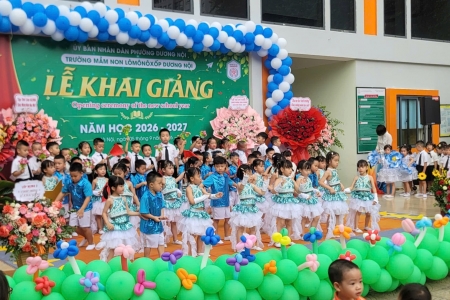 Trường Mầm non Lômônôxốp Dương Nội rộn ràng khai giảng năm học mới 2026 - 2027