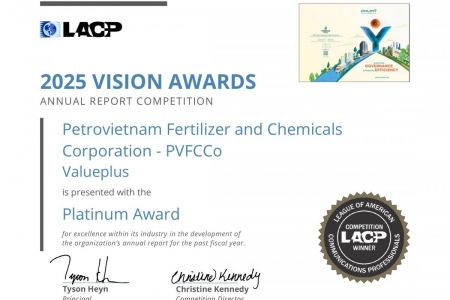 PVFCCo - Phú Mỹ giành 2 giải Bạch kim, xếp hạng Nhì toàn cầu tại Vision Awards 2025