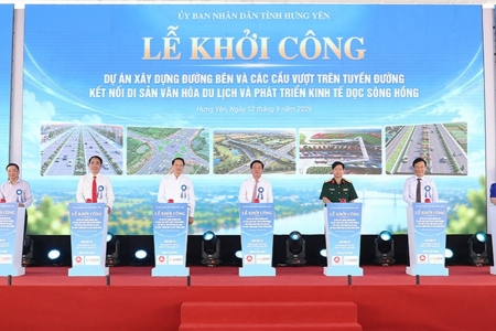 Hưng Yên: Khởi công dự án 2.850 tỷ đồng, hoàn thiện trục giao thông dọc sông Hồng