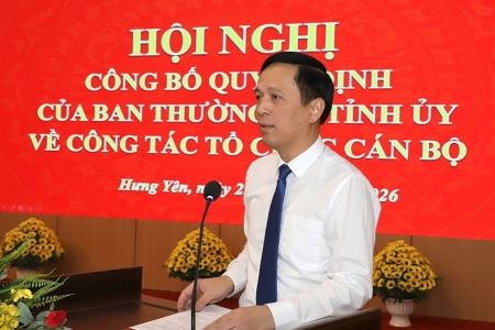 Công bố quyết định của Ban Thường vụ Tỉnh ủy Hưng Yên về công tác cán bộ