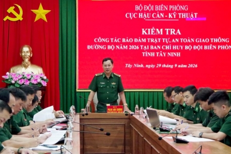 Bộ đội Biên phòng kiểm tra công tác bảo đảm trật tự, an toàn giao thông đường bộ năm 2026 tại Tây Ninh