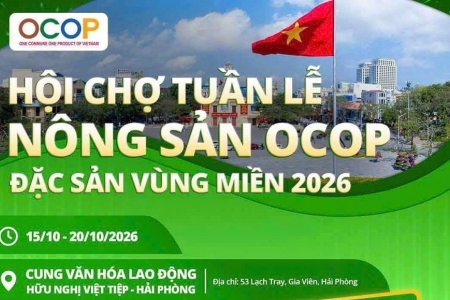 Tuần lễ Nông sản OCOP và Đặc sản vùng miền năm 2026 tại Hải Phòng