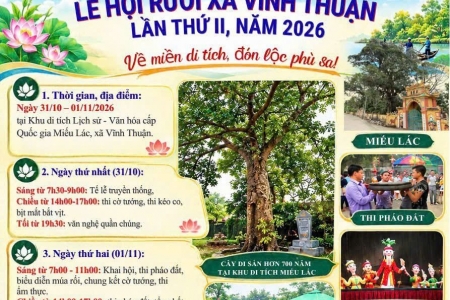 Lễ hội rươi xã Vĩnh Thuận lần thứ II năm 2026: Về miền di tích, đón lộc phù sa