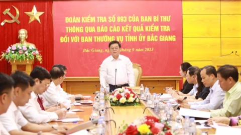 Công bố dự thảo kết quả kiểm tra đối với Ban Thường vụ Tỉnh ủy Bắc Giang