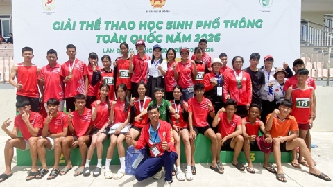 Giải Thể thao học sinh phổ thông toàn quốc 2026: Lâm Đồng giành hạng Ba toàn đoàn môn Điền kinh