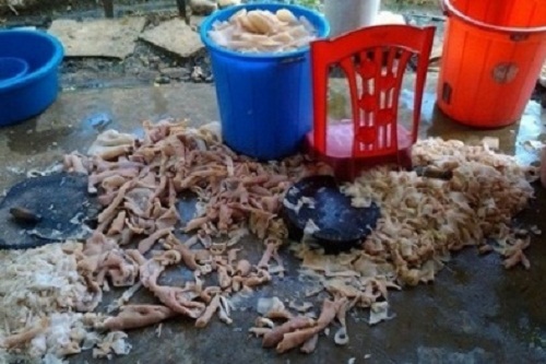 Hưng Yên: Phát hiện 500 kg bì lợn bẩn