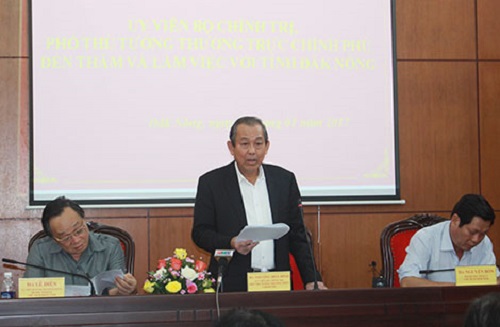 Phó Thủ tướng Trương Hòa Bình làm việc với lãnh đạo chủ chốt tỉnh Đắk Nông
