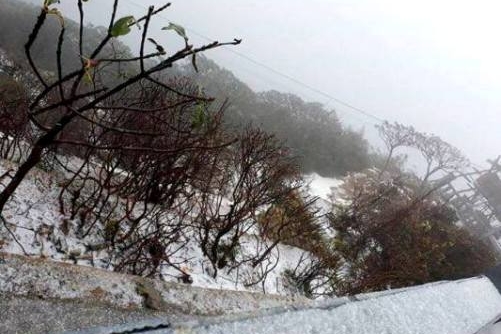 Đỉnh Fansipan (Sapa): Xuất hiện tuyết rơi, mưa băng trong những ngày đầu năm mới