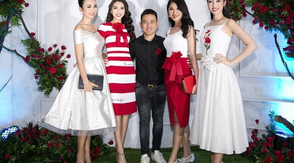 Dàn hoa hậu Việt đọ sắc trên thảm đỏ chúc mừng NTK Lê Thanh Hòa