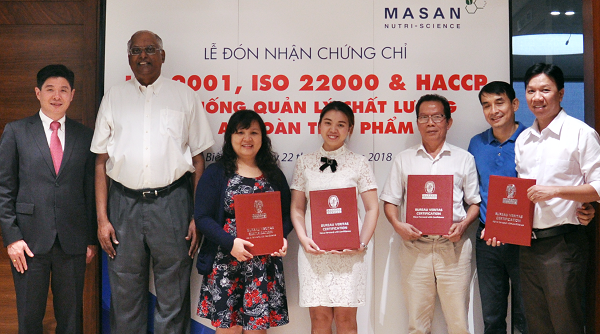 Masan Nutri-Science nhận chứng chỉ ISO 9001, ISO 22000 và HACCP cho 12 nhà máy thức ăn chăn nuôi
