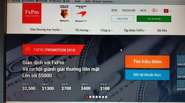 Website fxpro.com: Sẽ mất tiền nếu giao dịch!