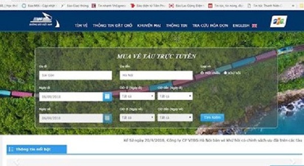 Đường sắt mở Website bán vé tàu