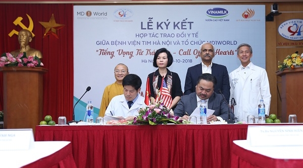 Ký kết hợp tác trao đổi y tế giữa MD1WORLD và Bệnh viện Tim Hà Nội