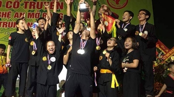 Nghệ An: Môn Phái Bình Định Gia Hà Nội đoạt cúp giải vô địch Võ cổ truyền các lứa tuổi năm 2018