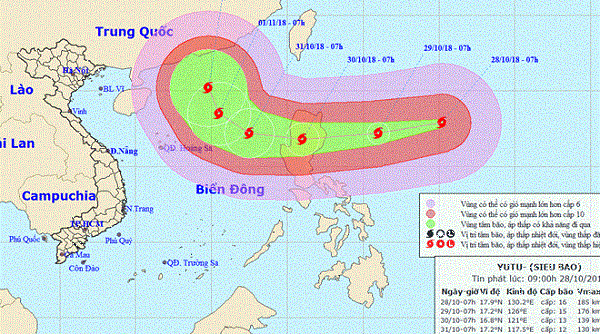 Công điện chỉ đạo ứng phó siêu bão Yutu gần Biển Đông