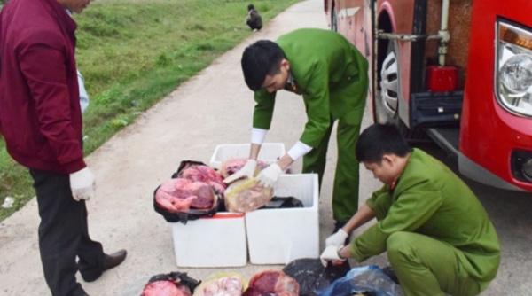 Hà Tĩnh: Bắt xe khách chở thịt, nội tạng động vật không rõ nguồn gốc