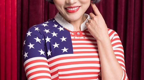Ca sĩ Thái Thùy Linh thể hiện thần thái xuất sắc khi diện áo dài cờ Mỹ - Triều Tiên