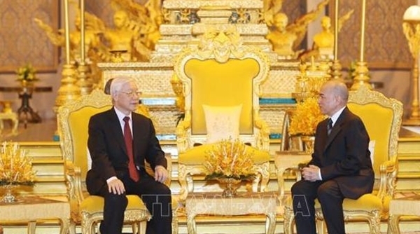 Tổng Bí thư, Chủ tịch nước Nguyễn Phú Trọng hội đàm với Quốc vương Campuchia