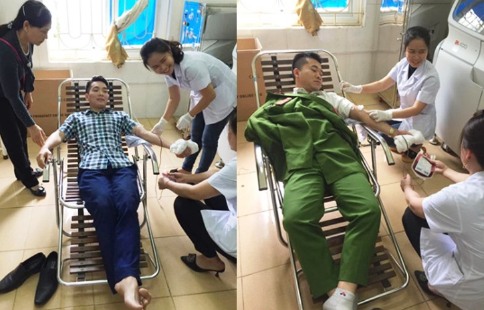 Thanh Hóa: Hai cán bộ công an huyện Cẩm Thủy hiến máu cứu thai phụ