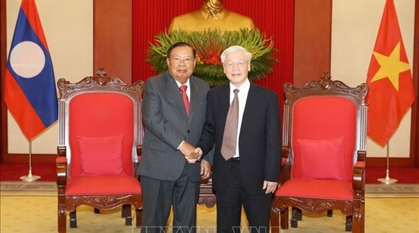 Tổng Bí thư, Chủ tịch nước Nguyễn Phú Trọng tiếp Tổng Bí thư, Chủ tịch nước Lào