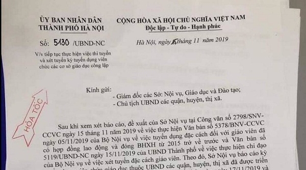 Hà Nội: Trong 1 ngày phát đi hai công văn liên quan đến việc tuyển viên chức giáo dục