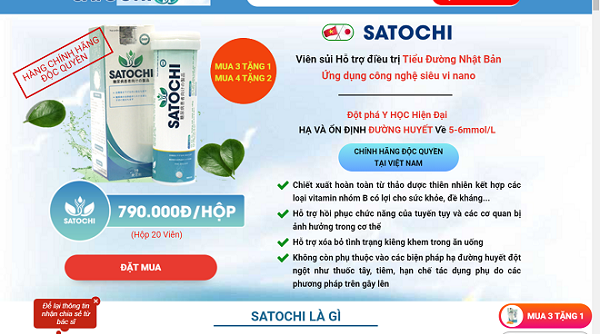 Sản phẩm Satochi vi phạm quy định quảng cáo, người tiêu dùng nên cảnh giác