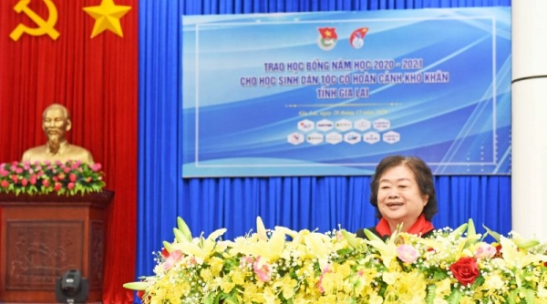 Gia Lai: Nguyên Phó Chủ tịch nước Trương Mỹ Hoa trao học bổng Vừ A Dính