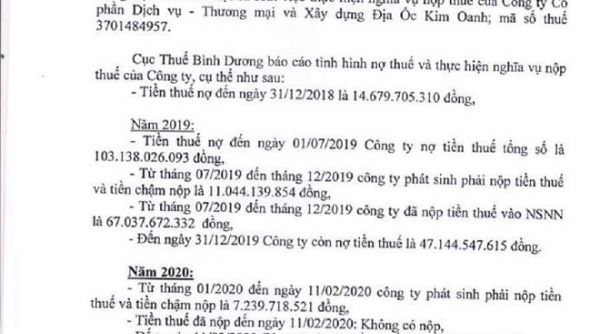 “Chây ỳ” đóng thuế, địa ốc Kim Oanh đang nợ hàng chục tỷ đồng
