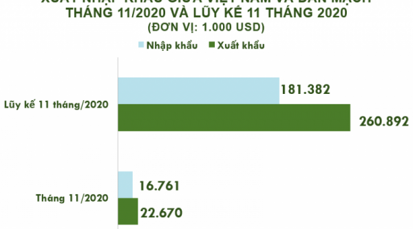 Tháng 11/2020: Xuất nhập khẩu Việt Nam và Đan Mạch trên 39,4 triệu USD