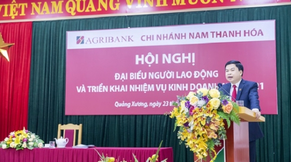 Agribank Nam Thanh Hóa đạt giải thưởng Đơn vị có kết quả thu dịch vụ tốt nhất năm 2020