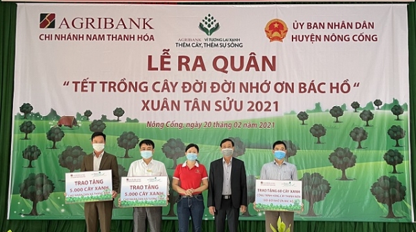 Agribank Nam Thanh Hóa triển khai chương trình 'Tết trồng cây đời đời nhớ ơn Bác Hồ - Xuân Tân Sửu 2021'