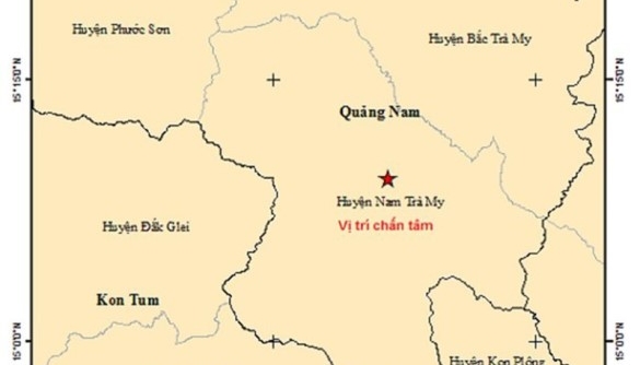 Quảng Nam: Động đất 2,9 độ Richter tại huyện Nam Trà My