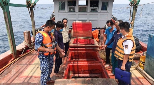 Kiên Giang: Phát hiện, bắt giữ tàu chở trên 100.000 lít dầu DO không rõ nguồn gốc