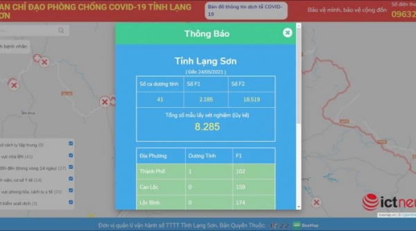 Lạng Sơn: Ra mắt bản đồ Covid-19 theo dõi tình hình dịch
