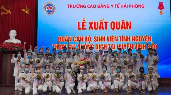 Hải Phòng: Cán bộ, sinh viên Trường Cao đẳng Y tế Hải Phòng tình nguyện tham gia chống dịch tại huyện Vĩnh Bảo