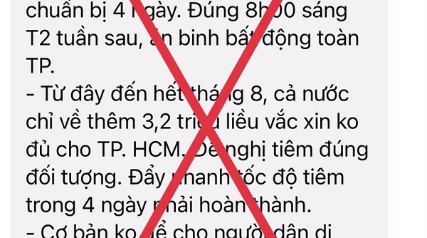 TP. Hồ Chí Minh: Thông tin “không cho người dân di chuyển trong 7 ngày” là giả mạo