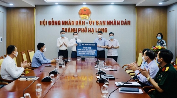 Tập đoàn Tuần Châu: Trao tặng thành phố Hạ Long 50.000 bộ kit xét nghiệm nhanh Covid-19