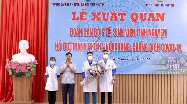 Thái Nguyên: Gần 200 tình nguyện viên lên đường đến Hà Nội hỗ trợ chống dịch Covid-19