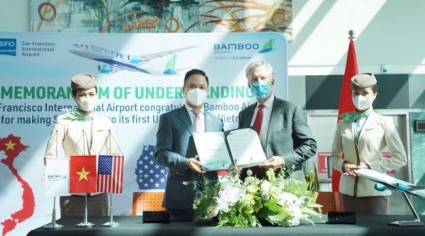 Bamboo Airways đón chuyến bay thẳng không dừng đầu tiên kết nối Việt – Mỹ tại sân bay San Francisco