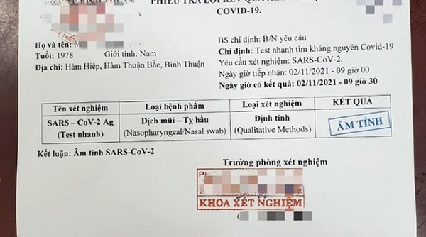 Bình Thuận: Phát hiện thêm 2 đường dây làm giả phiếu xét nghiệm Covid-19